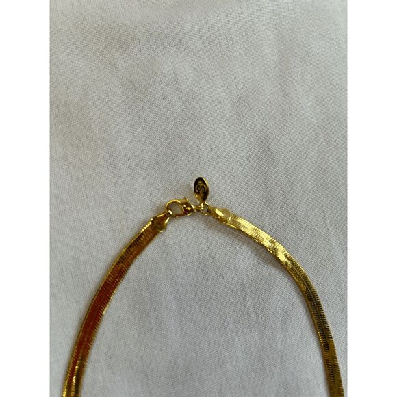 Gold Toned Heart Pendent Necklace with Gems, 23 Inch Herringbone Chain - Picture 3 of 6